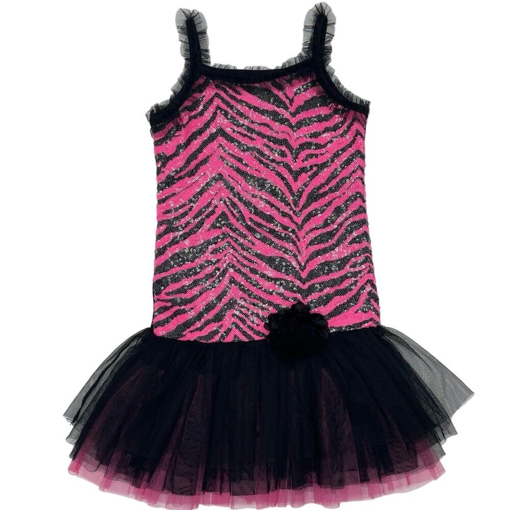 New Lipstik Girls zebra sequin tulle dress - size 4